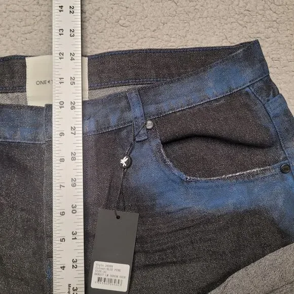 ONE Teaspoon Shorts 30 Bandits Low Waist Denim Blue Punk Relaxed Button Fly NEW